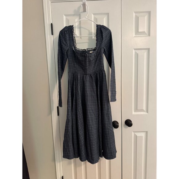 House of CB DELIA BLUE TARTAN MIDI DRESS NWOT size M Medium - Picture 7 of 10